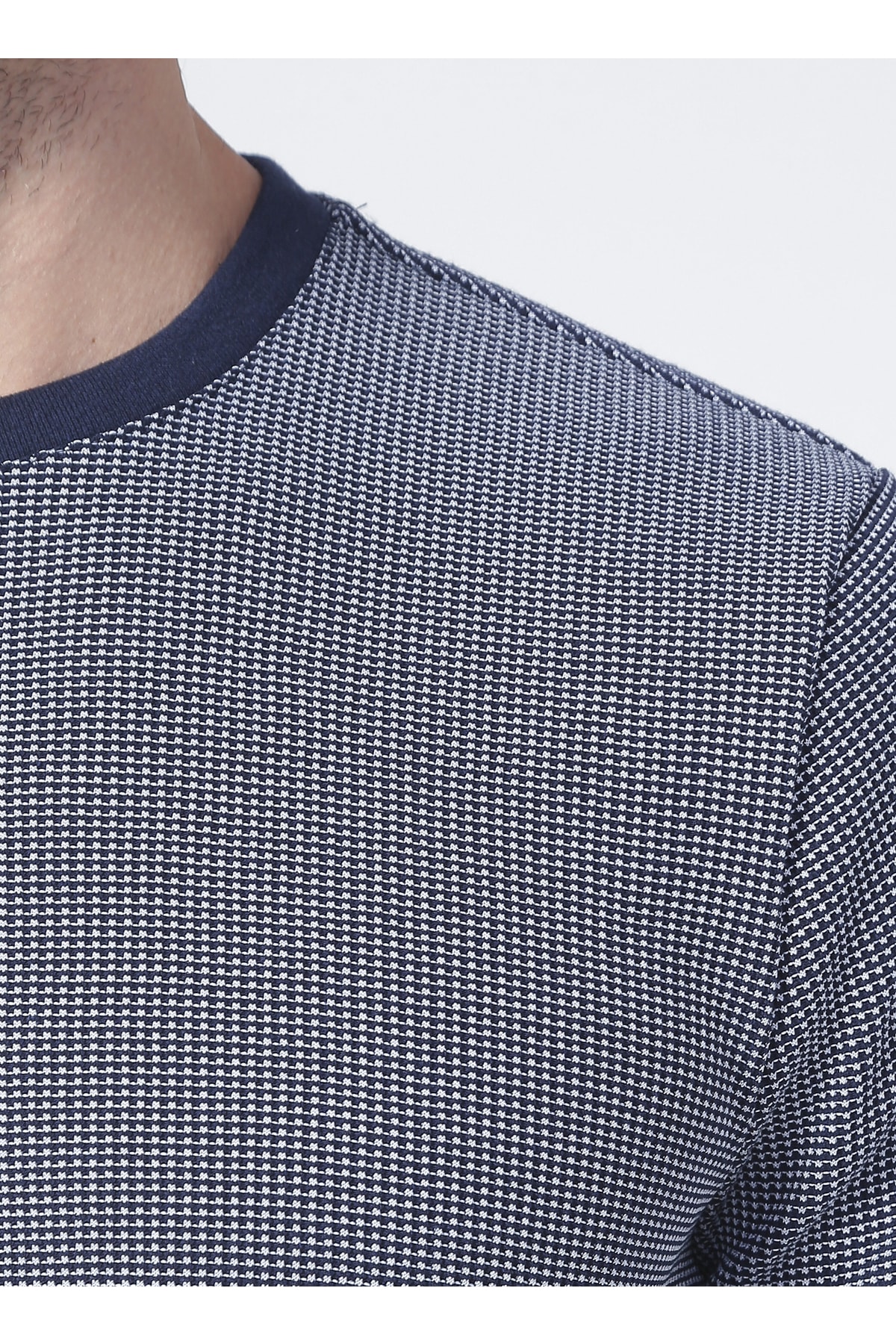 سویشرت مردانه آبی سرمه ای فابریکا | 5002721881 اورجینال - تصویر 5