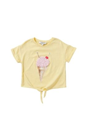 Limon Kısa Kollu Nakışlı Kız Çoçuk T-shirt 504397036