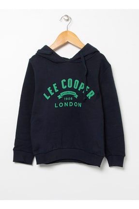 221 Lcb 241004-2501 Lacivert Kapüşonlu Baskılı Erkek Çocuk Sweatshirt 5002769116