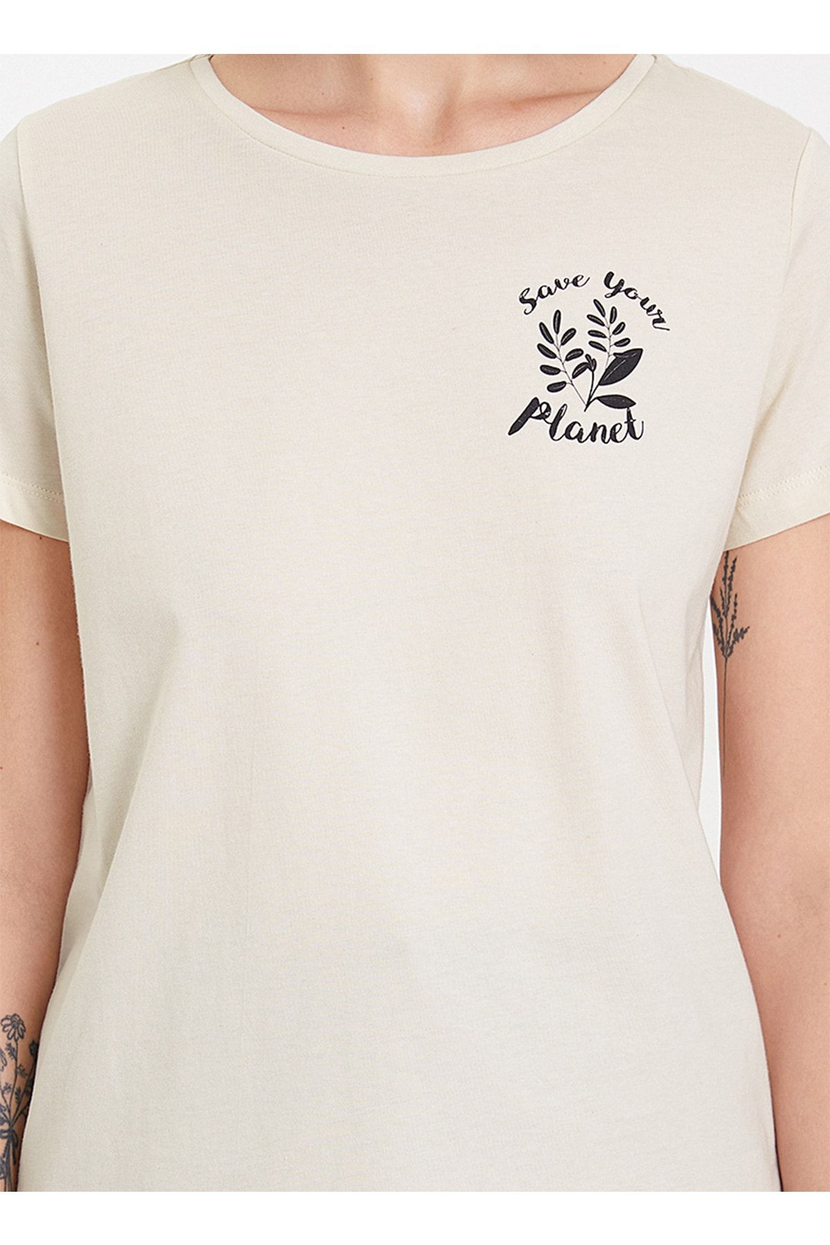 WESTMARK LONDON-Tricou Planetă din bumbac brut bej pentru femei 2