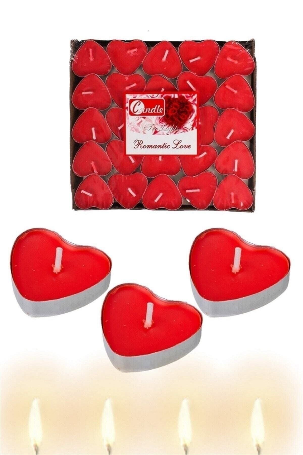 Tealıght Kalpli Kırmızı Mum 50 Li *40