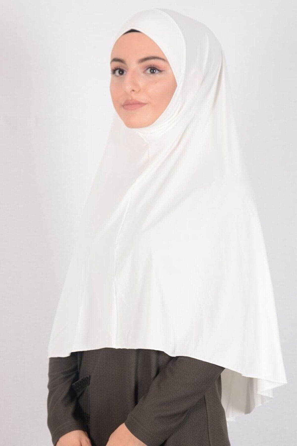 erasra class-Takmatikk Practical Ready-made Large Scarf Hijap Hajj- Suitable for Umrah Prayer Stop Ecru 3