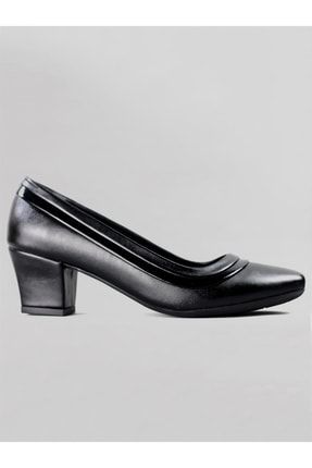 Kadın Kalın Kısa Topuklu Abiye Ayakkabı-siyah TX09CE6D0A1069