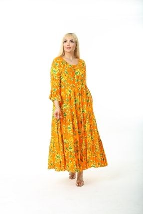 Kadın Turuncu Flora Elbise E14