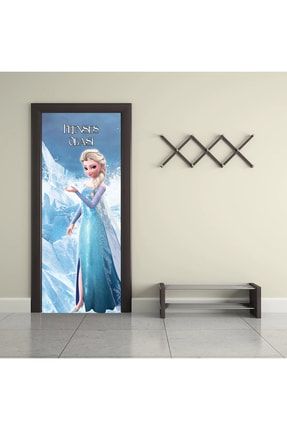 Prenses Elsa Desenli Kız Çocuk Odası Kapı Kaplama Prenses Odası Yazılı Sticker KPS017