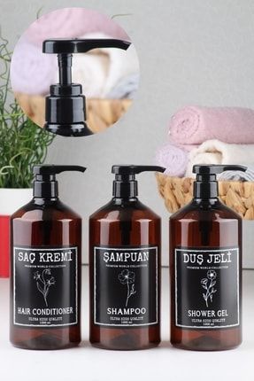 Amber 3lü Banyo Seti Şampuan Duş Jeli Ve Saç Kremi 1000 Ml Sert Plastik CZM2152