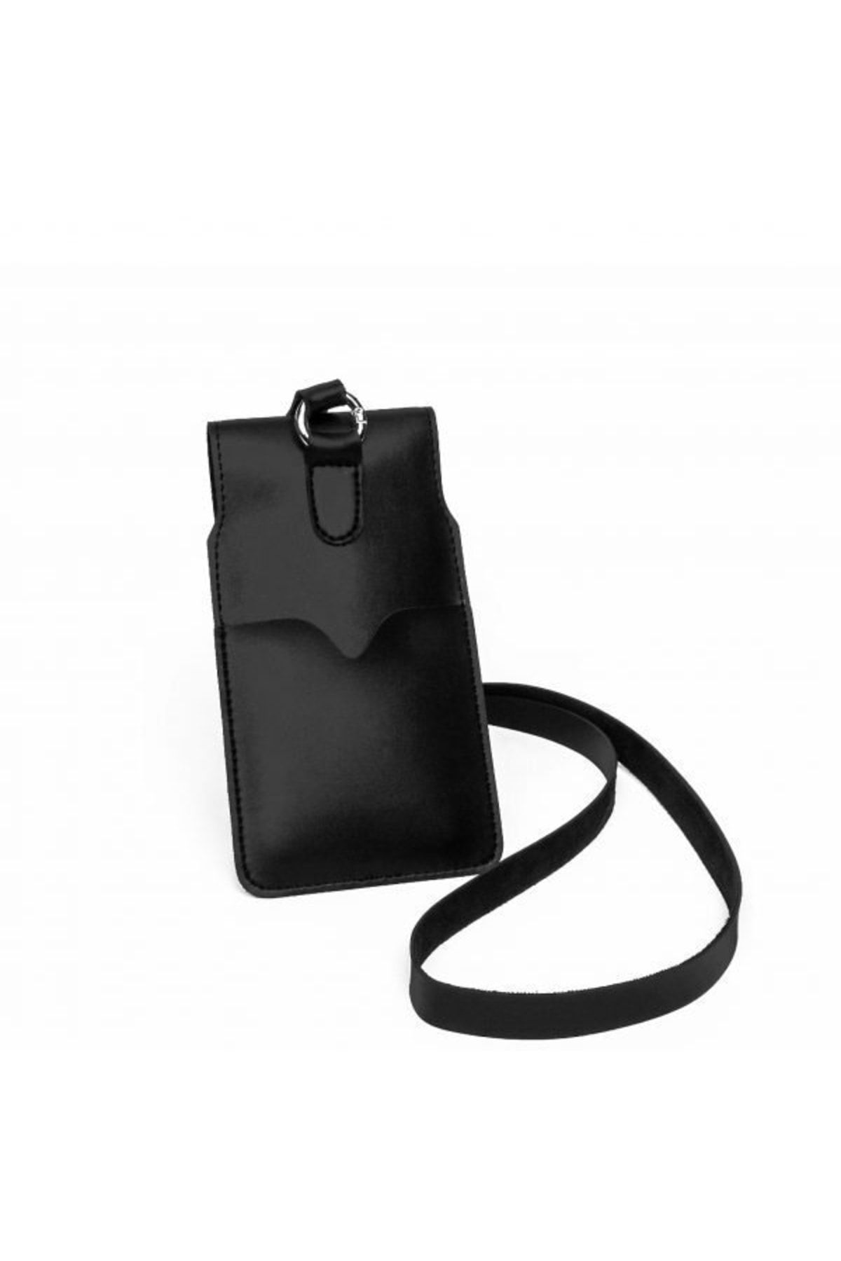 SUMTHINCS-Future Is Now Black Vegan Leather Card Holder Phone Shoulder Bag 3