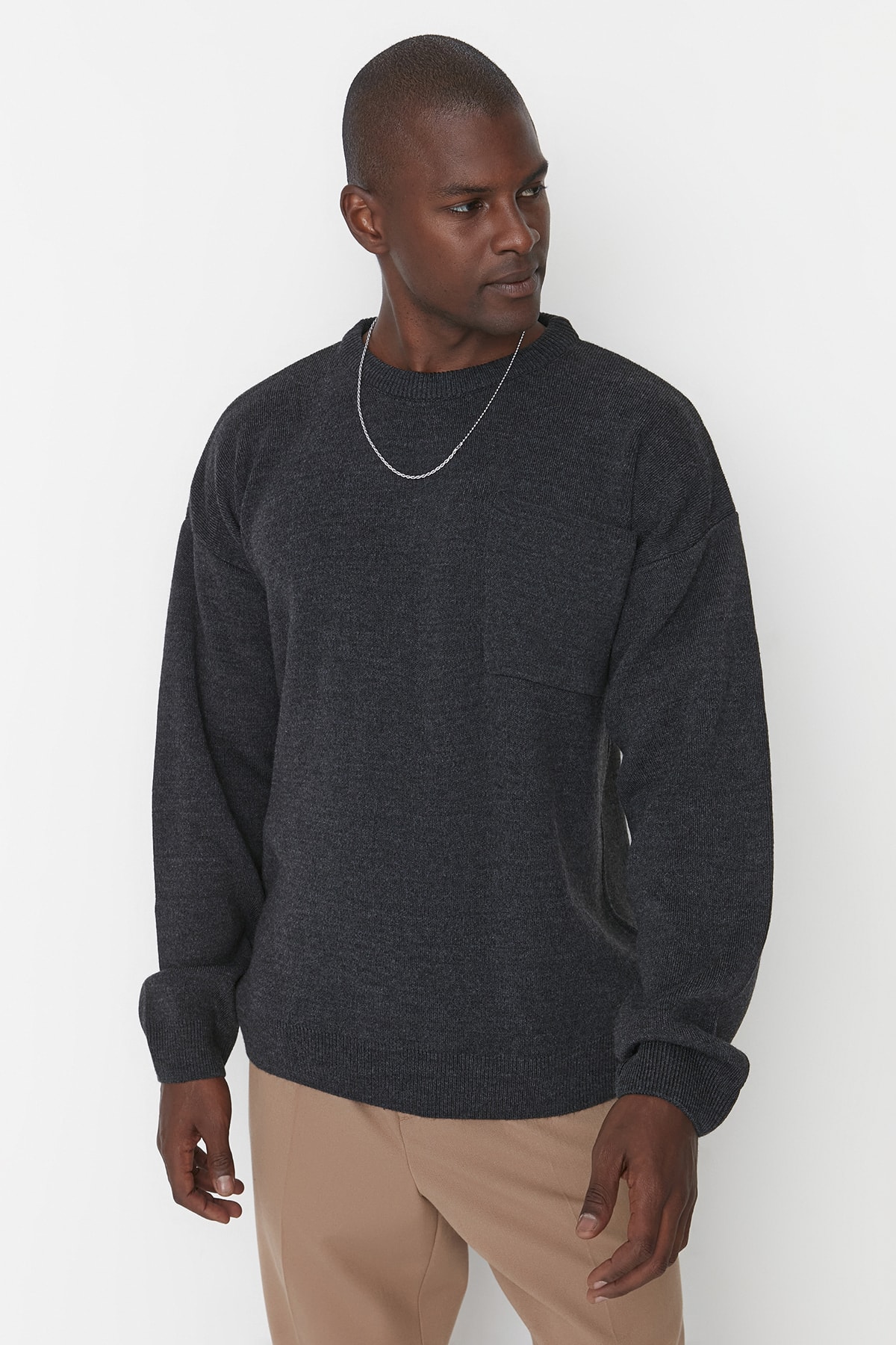 Trendyol Collection Pullover Grau Oversized Fast ausverkauft