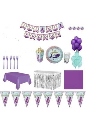 Deniz Kızı Lüks Doğum Günü Parti Malzemeleri Seti 16 Kişilik mrv1667
