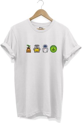 Beyaz Unisex Wall E - Vol-ı Renkli Baskılı Kısa Kollu T-shirt TB0BT074
