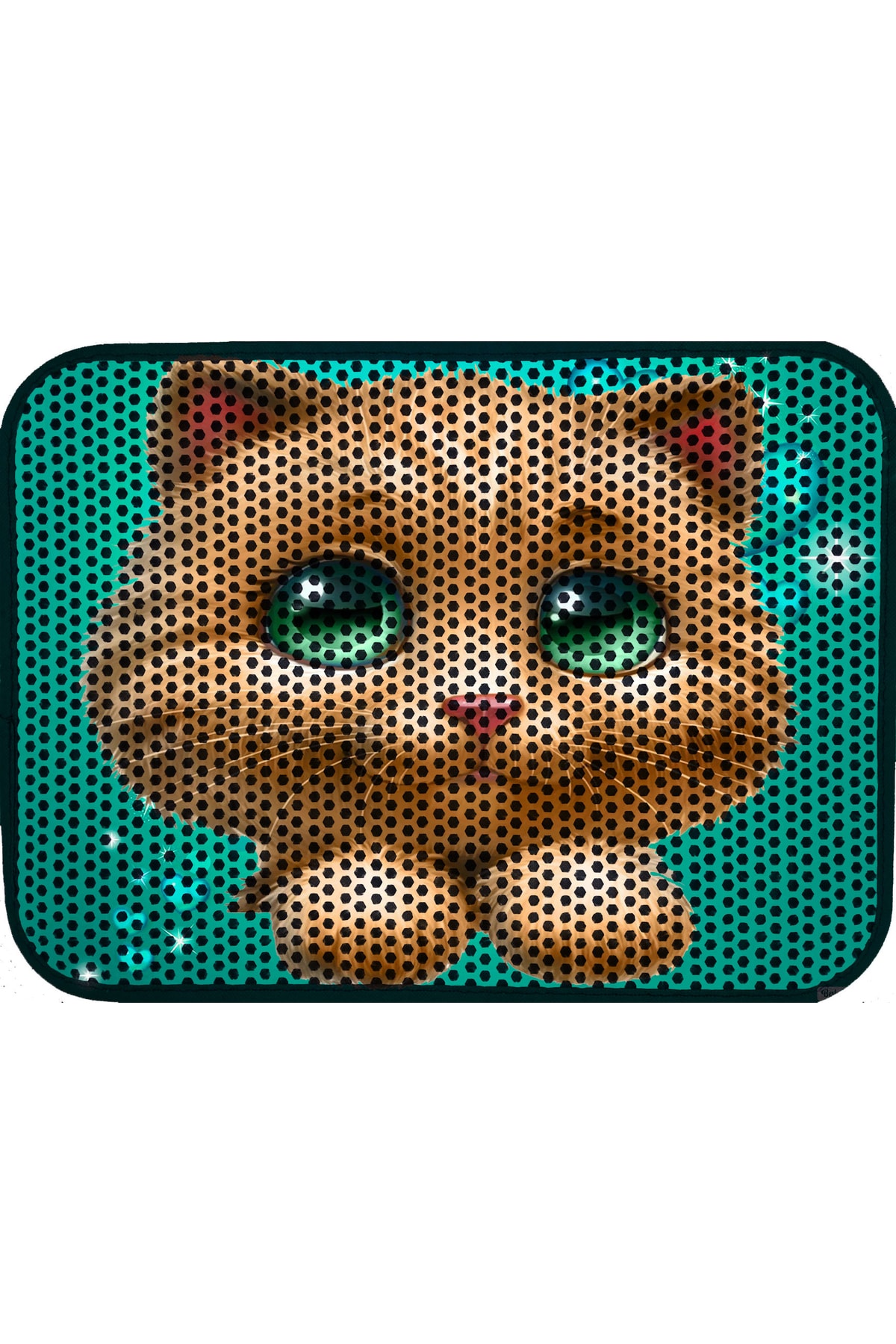 Pet Palace Elekli Tuvalet Önü Kedi Kumu Paspası,renkli Desenli, Kum Toplayıcı, Yıkanabilir,60x45 Cm