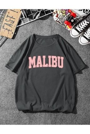 Unisex Malibu Baskılı Oversize T-shirt AYM12079