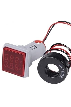 Kare Voltampermetre 50-500v 0-100a Arası Ac Voltmetre Ampermetre Kırmızı AD22-22VAS