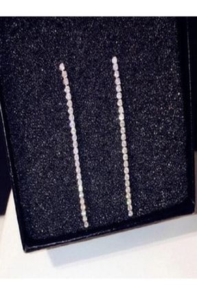 Tek Sıra Kristal Taşlı Sallantı Küpe Dangling Crystal Earrings CL1164