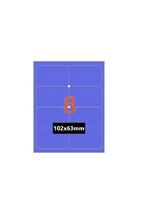 10'lu(80 Adet) A4 Lazer Yapışkanlı Renkli Mavi Etiket 102x63mm Hazır Etiket LE10090