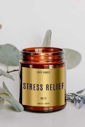 Stress Relief Gold Etiket Amber Kavanoz Mum Dekor Aromaterapi Rahatlatıcı Vanilya Kokusu 210 Gr LOFTYM18YS210GR