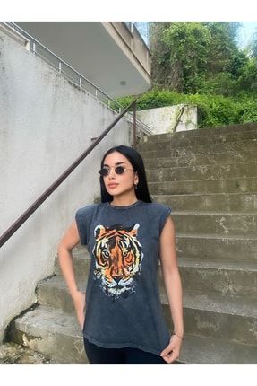 Kadın Kaplan Baskılı T-shirt Sntkpln
