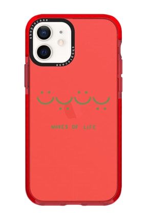 Iphone 12 Uyumlu Kırmızı Impact Waves Life Tasarımlı Telefon Kılıfı VIP-12-305