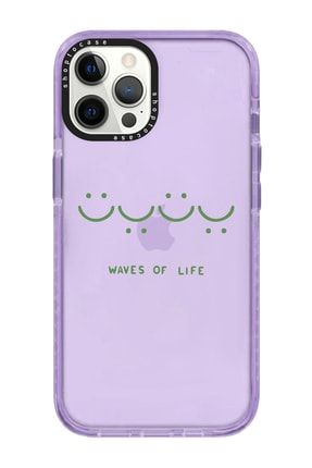 Iphone 12 Pro Uyumlu Lila Impact Waves Life Tasarımlı Telefon Kılıfı VIP-12P-305