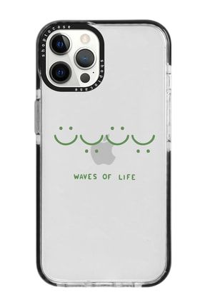 Iphone 12 Pro Max Uyumlu Siyah Impact Waves Life Tasarımlı Telefon Kılıfı VIP-12PM-305