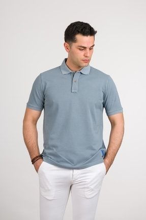 Taş Yıkama Regular Fit Lacost Kumaş Polo Yaka Pamuklu Erkek T-shirt GM03151