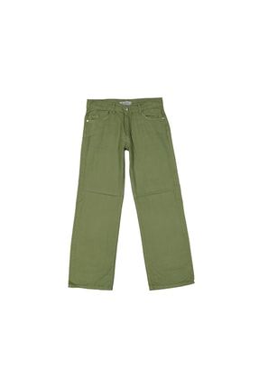 Bol Paça Yeşil Renk Beli Lastikli Renkli Kot Pantolon aaa1231311