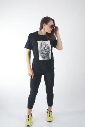Kadın Baskılı Düz T-shirt PML4000KBDTS