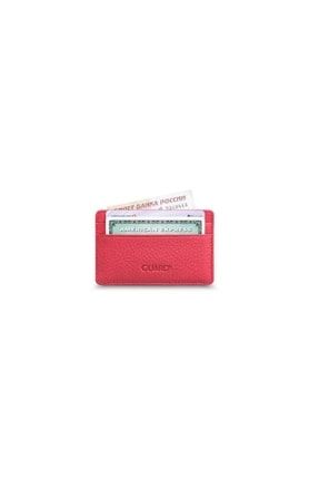 Ultra Ince Unisex Kırmızı Minimal Deri Kartlık T415
