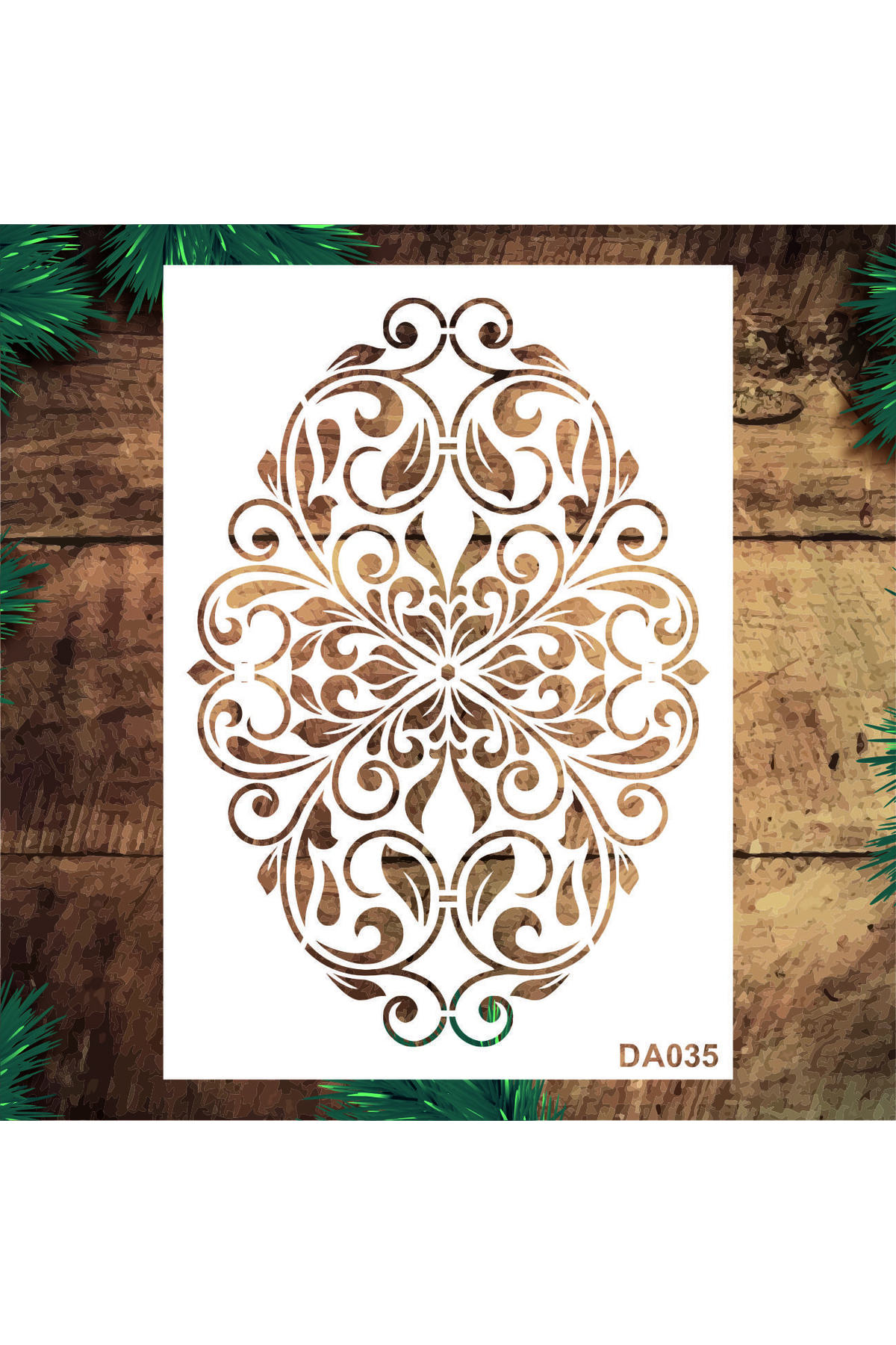 STENCİLTASARIM Stencil Tasarım Da035 Damask Boyama Şablonu - Dekoratif Duvar Ve Eşya Boyama Şablonları 21x30 Cm