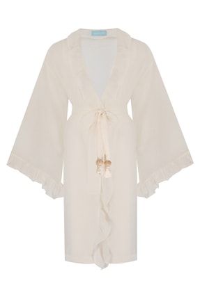 Volanlı Beyaz Kimono loveisbeyazkimono