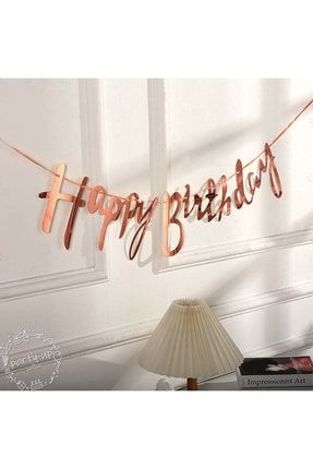 Happy Birthday Italik Yazı Parlak Süs Doğum Günü Banner TYHBKS1
