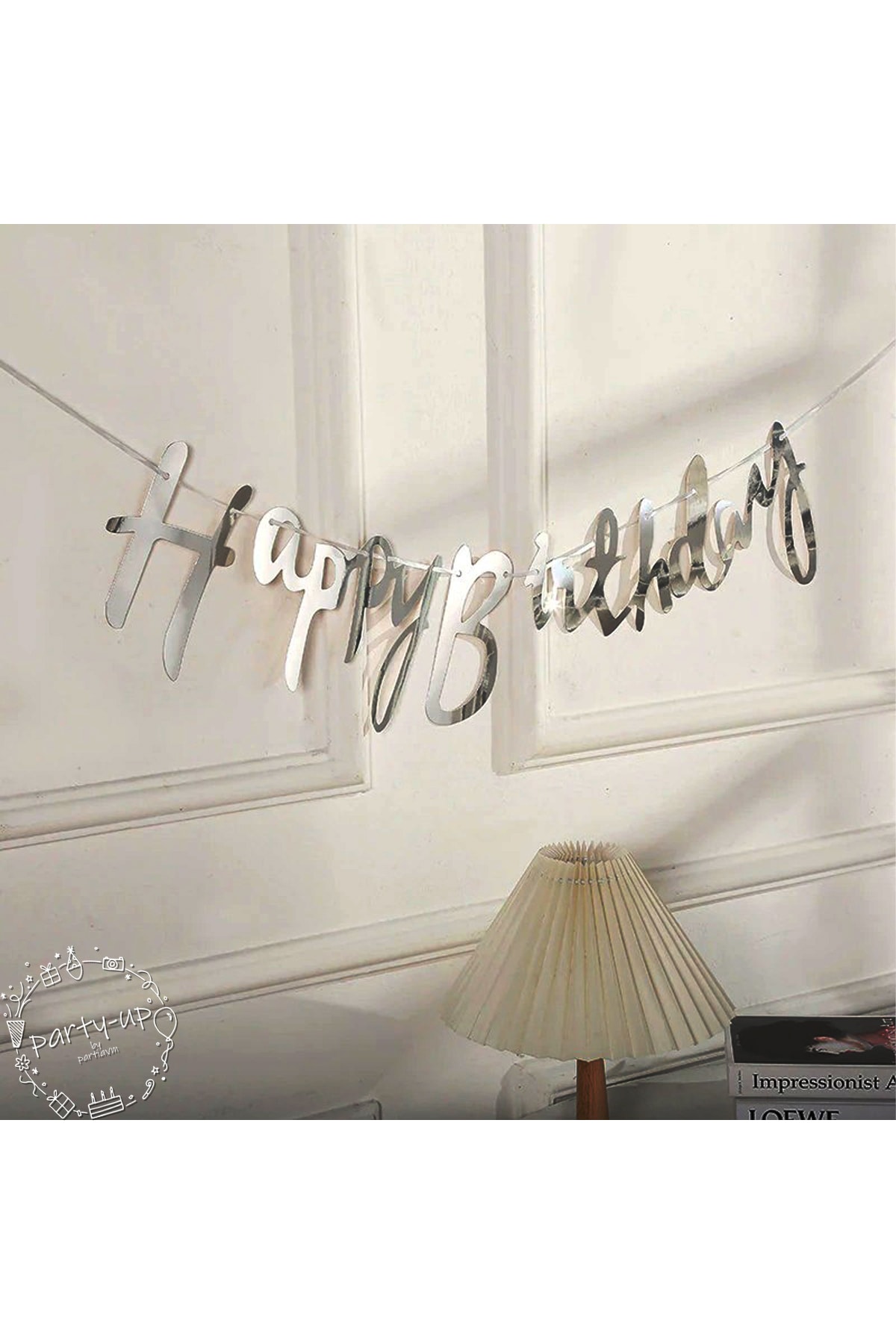 PARTİAVM Happy Birthday Italik Yazı Parlak Süs Doğum Günü Banner