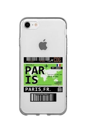 Iphone 8 Uyumlu Paris Bilet Tasarımlı Premium Şeffaf Silikon Kılıf iph se desen