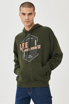 Erkek Regular Fit Normal Kesim Kapüşonlu Sweatshirt L212304