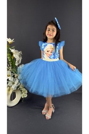 Elsa Tütü Etekli Mavi Kız Çocuk Abiye Elbise VITA5005