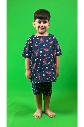 Erkek Çocuk Şortlu Uzay Baskılı Pijama Takım SORTLUPİJAMA1