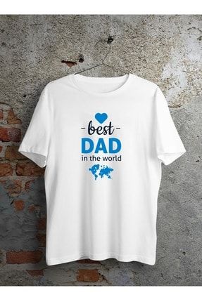 Babalar Günü Hediyesi Best Dad In The World Baskılı Tshırt BEST DAD IN THE WORLD