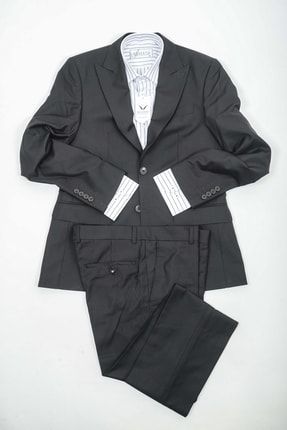 Slim Fit Düz Desenli Takım Elbise Çizgili Gömlek (3lü Kombin) MSTKM-199