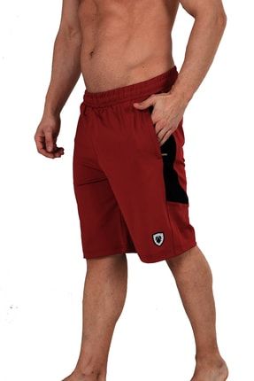 Kırmızı Erkek Beli Lastikli Fermuarlı Cepli Dalgıç Kumaş Likralı Spor Şort Edy201119k EDY201119K