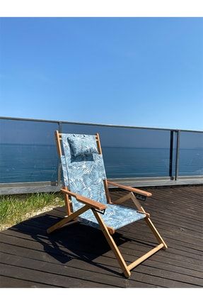 Kolçaklı Şeffaf Plaj Sandalyesi Kısa Model Mavi KIS-MAV