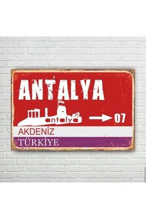 Antalya Il Tabelası Retro Ahşap Poster TABLRPTABL131