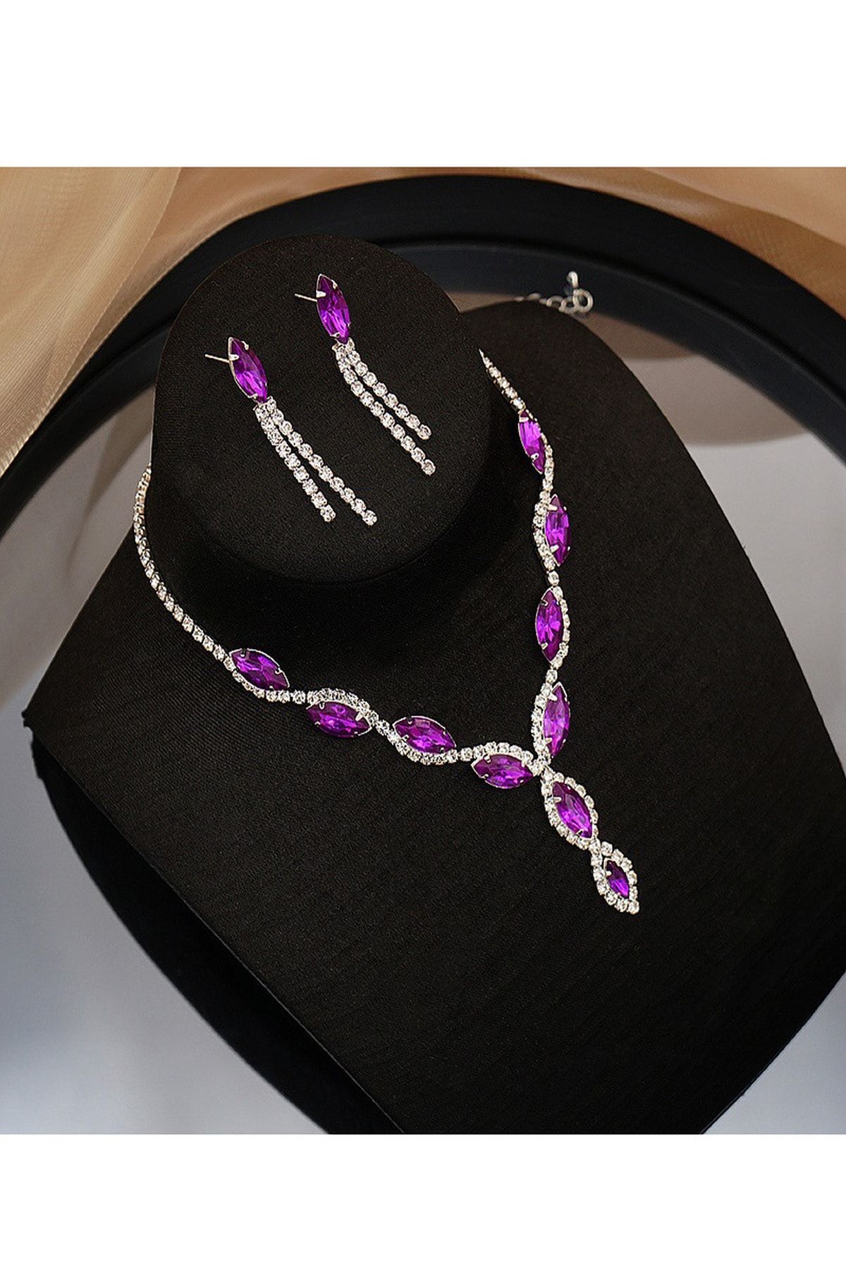 Purple necklace new arrivals and earring set