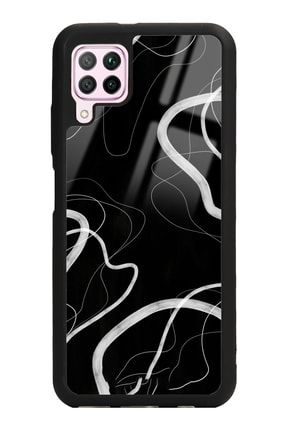 Huawei P40 Lite Black Wave Tasarımlı Glossy Telefon Kılıfı P40Litescaseglss071