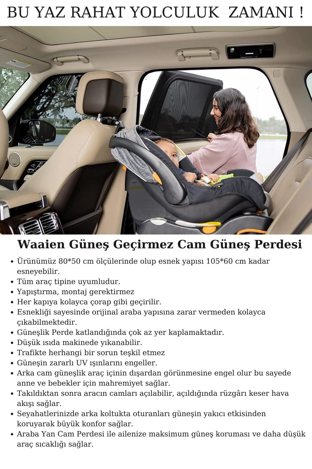 Genel Markalar 4'lü Araç Yan Cam Perdesi Araba Arka Koltuk Güneşliği Araç Içi Anne- Bebek Emzirme Örtüsü fotoğrafı 7 (önizleme)