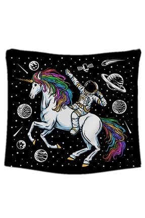 Astronot Unicorn Uzay Galaksi Yıldızlar Deseni Ev Aksesuarı Duvar Halısı FM5679948
