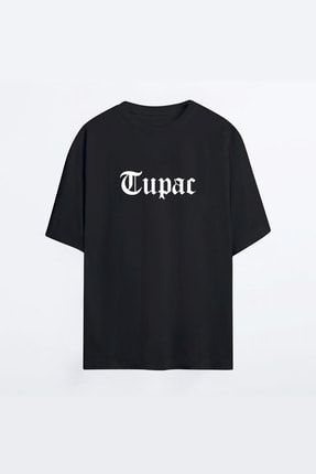Tupac Siyah Hg Erkek Oversize Tshirt - Tişört OT-MAN-HG-TUPAC