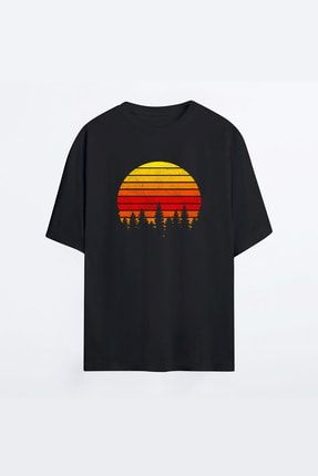 Sun Siyah Hg Erkek Oversize Tshirt - Tişört OT-MAN-HG-SUN