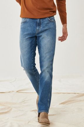 Erkek Texas Slim Fit Normal Bel Denim Esnek Jean Kot Pantolon W12S