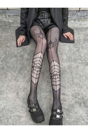 Punk Gothic Lolita Örümcek Desenli Ithal Külotlu Çorap VEGAROKS-ÇR21