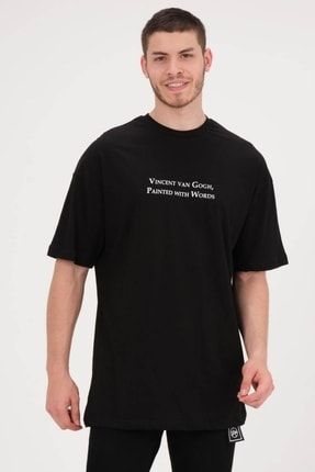 Siyah Vincent Van Gogh (KELİMELERLE BOYANMIŞ) Oversize Tshirt TYC00464579084